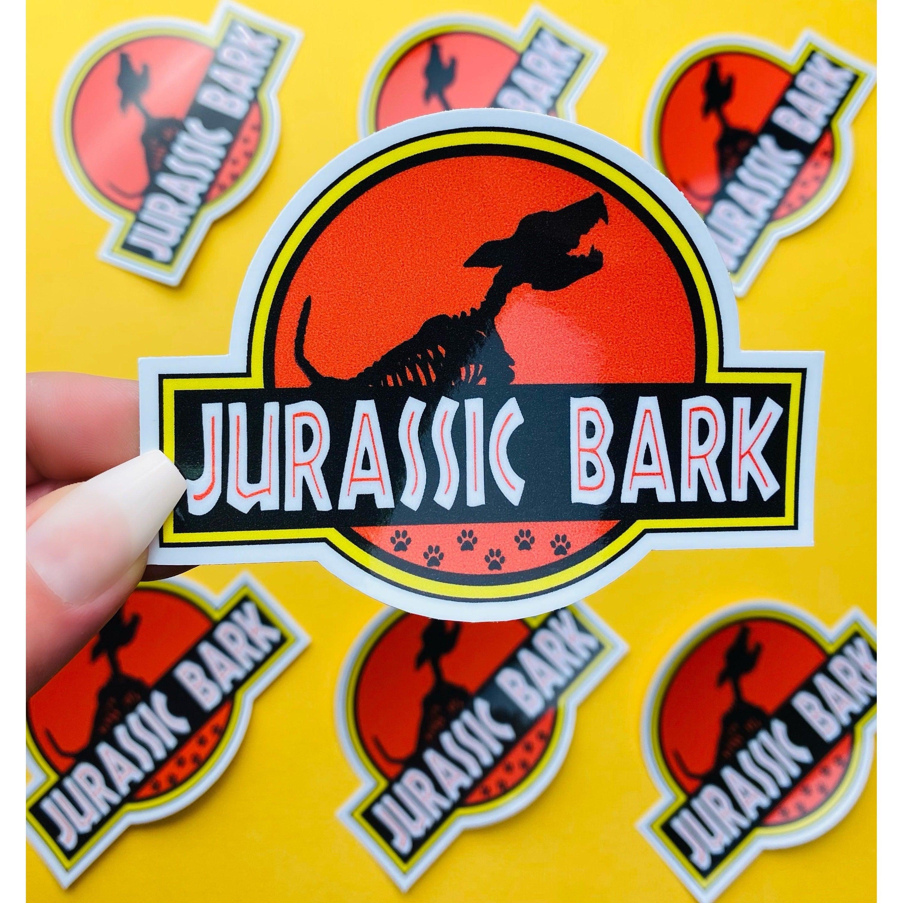 Jurassic Bark Sticker Funny Sticker for Dog Owners Dog Bones Skeleton and Paw Prints Spoof Sticker for German Shep Maligator K9 & All Breeds