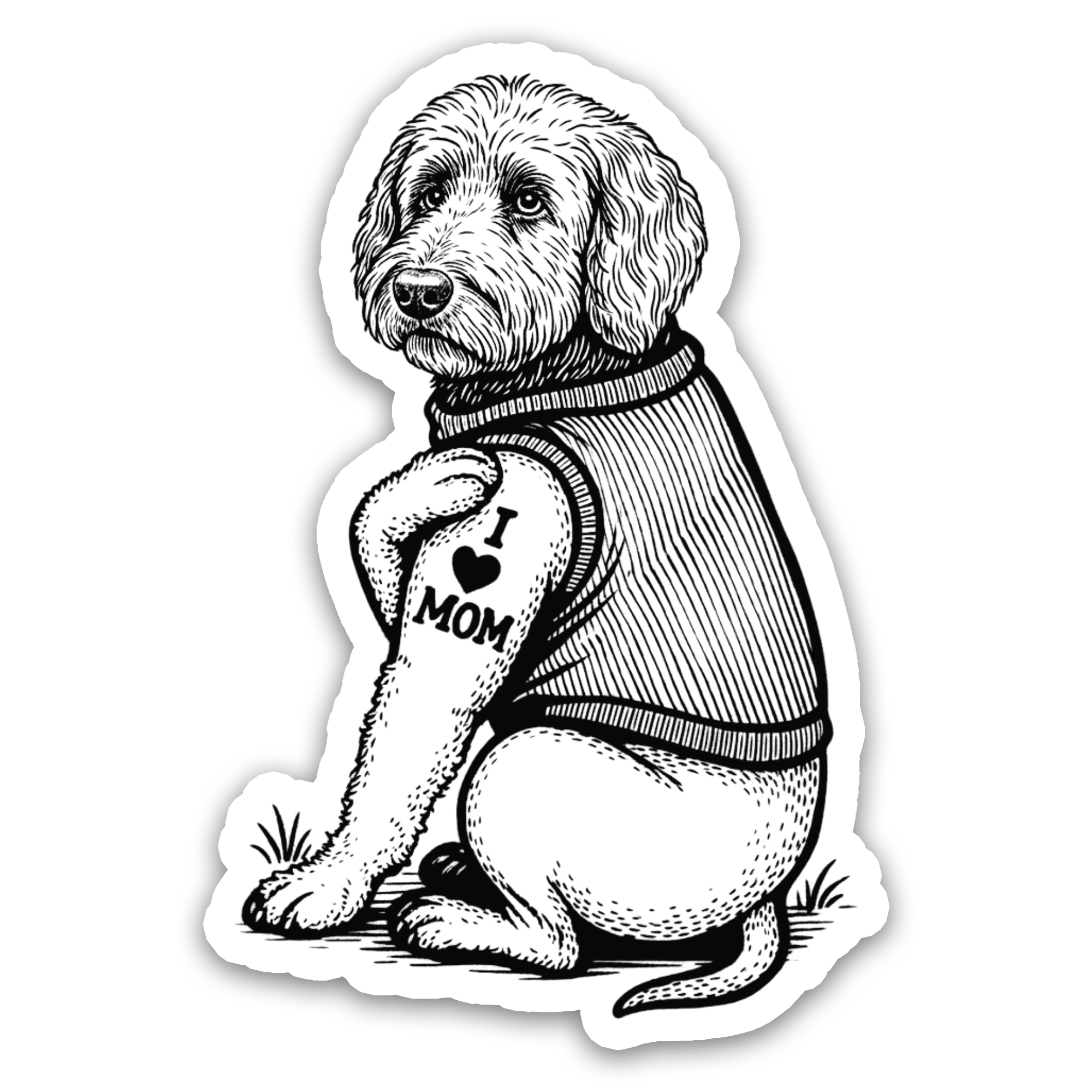 Goldendoodle with Tattoo - Dog Sticker