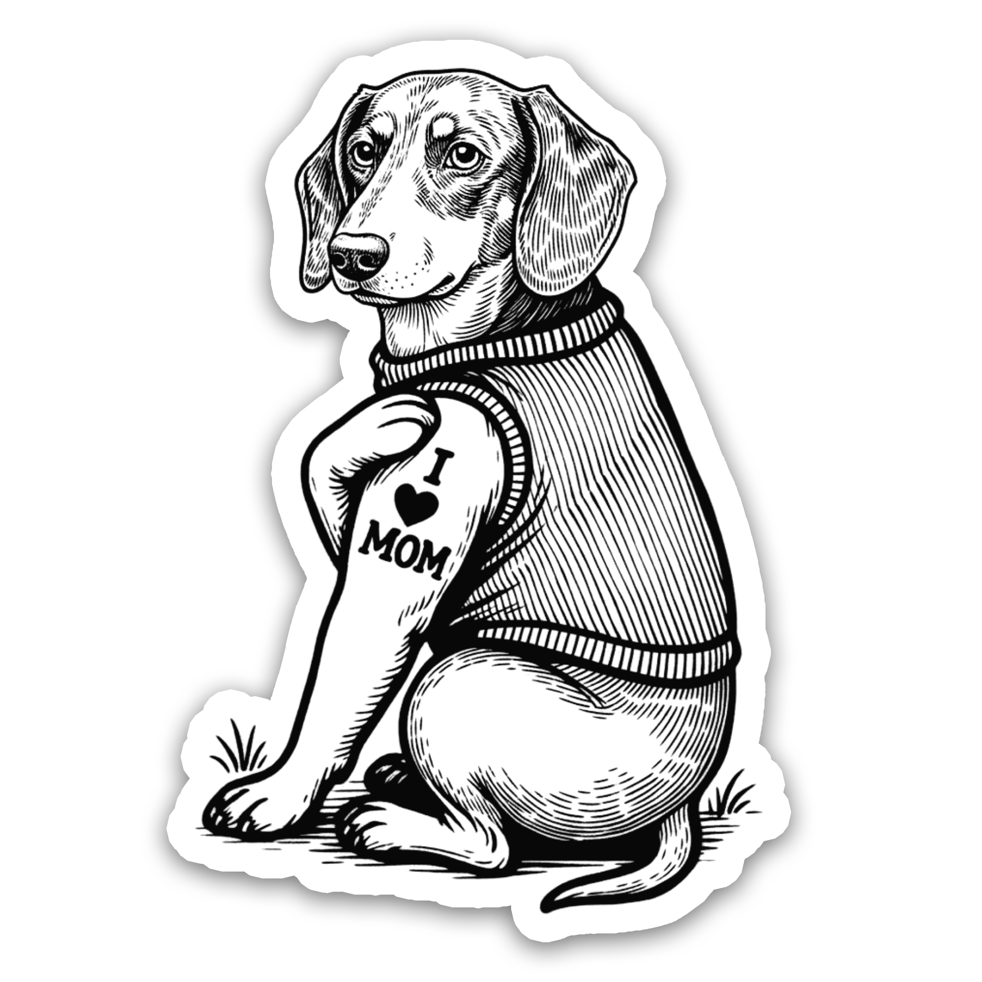 Dachshund with Tattoo - Dog Sticker