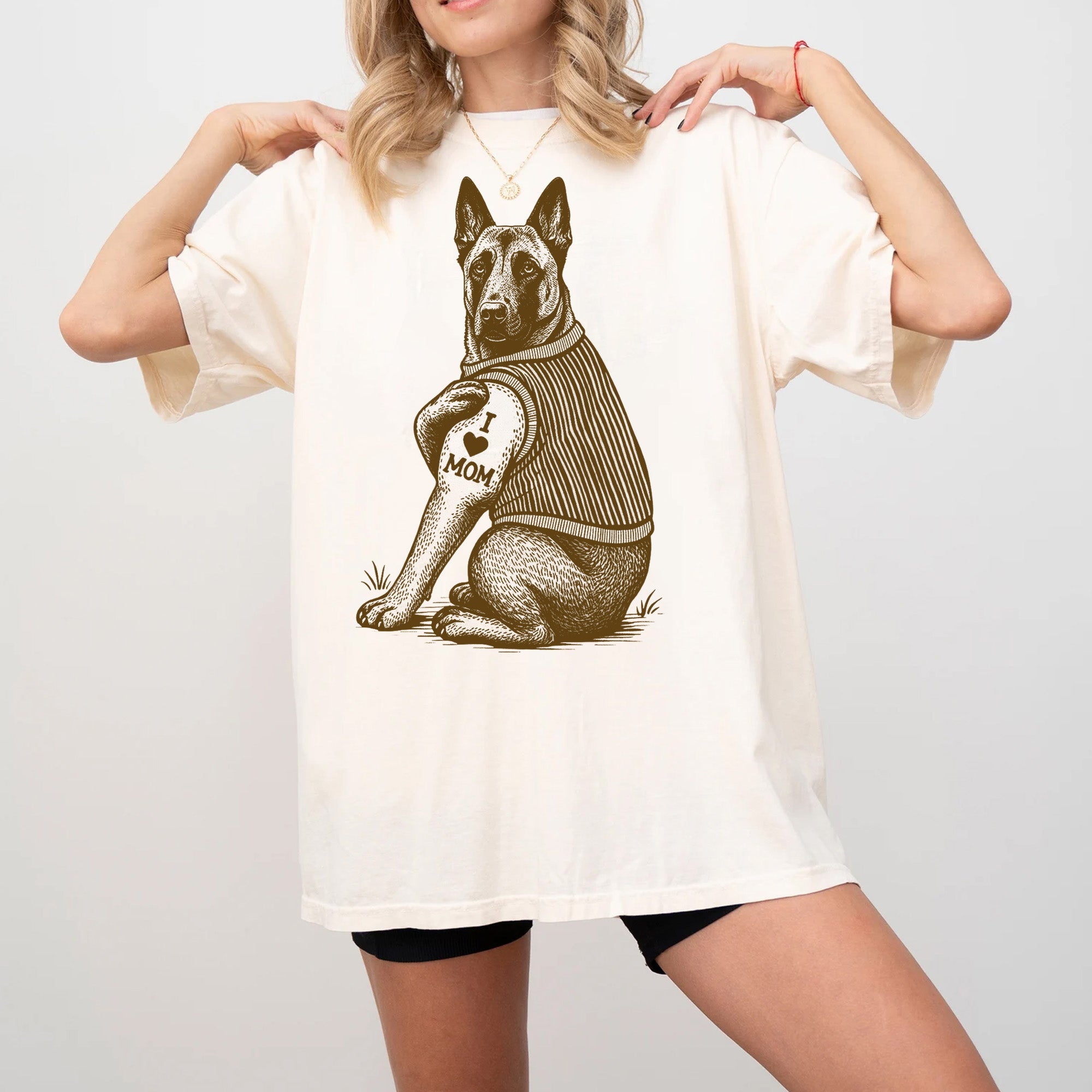 Belgian Malinois "I Love Mom" Tattoo Shirt
