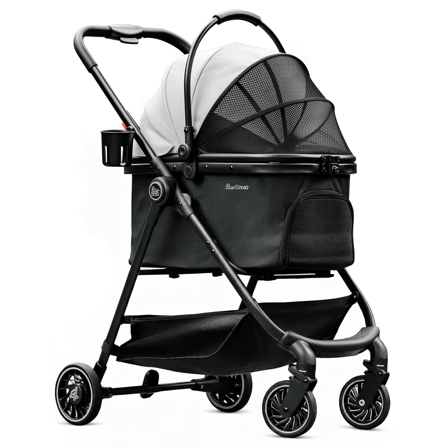 Pet Stroller 4 Wheel Dog Cat Foldable Removable Carrier 33lb Black