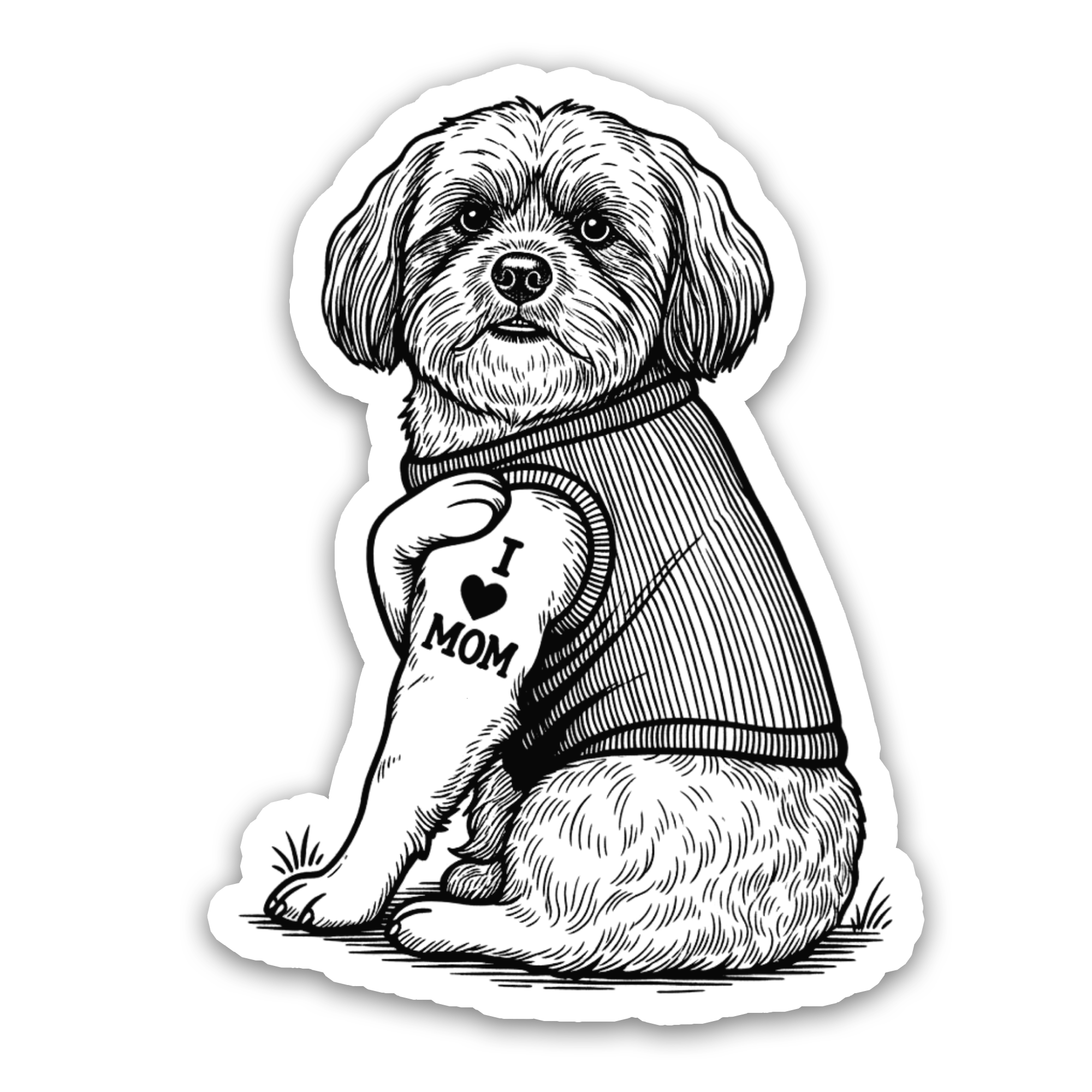 Shih Tzu with Tattoo - Dog Sticker
