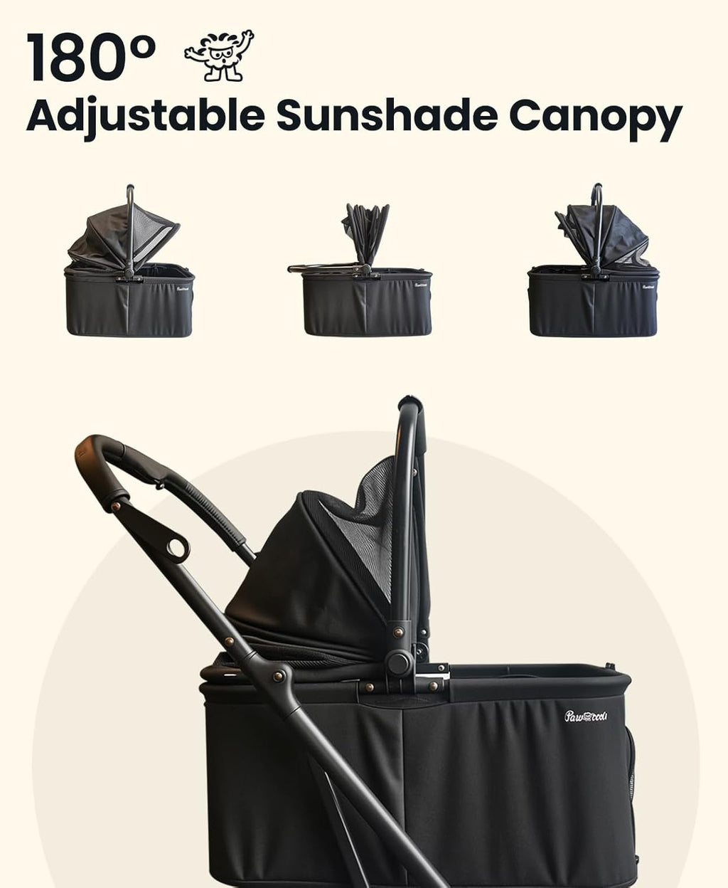 Pet Stroller 4 Wheel Dog Cat Foldable Removable Carrier 33lb Black