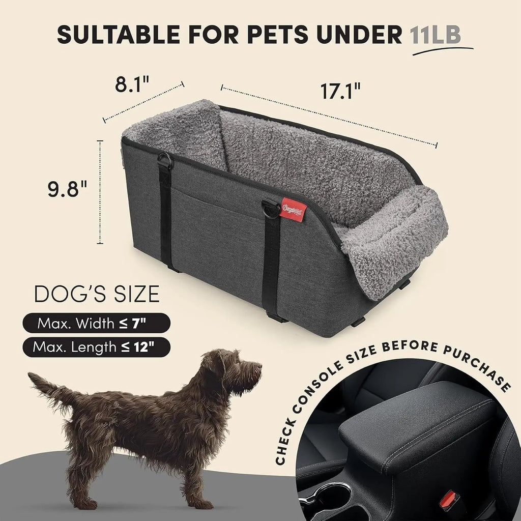 Center Console Dog Car Seat for Small Dogs, Portable Pet Booster Seat