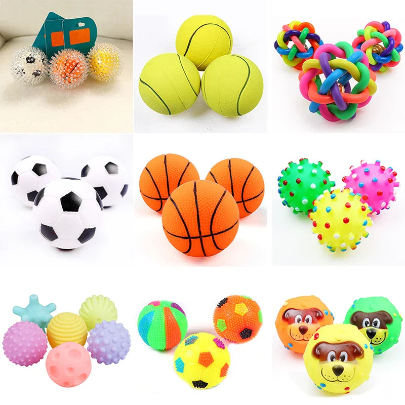 Squeaky Pet Dog Ball Toy for Small Dogs | Interactive Rubber Chew Toy