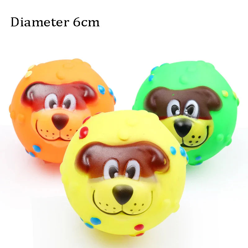 Squeaky Pet Dog Ball Toy for Small Dogs | Interactive Rubber Chew Toy