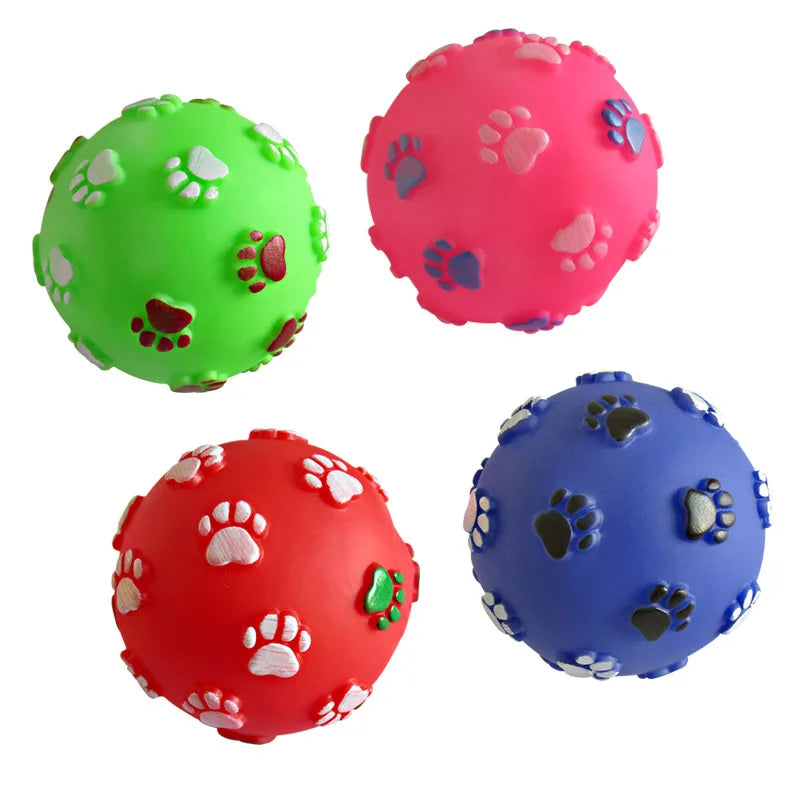 Squeaky Pet Dog Ball Toy for Small Dogs | Interactive Rubber Chew Toy