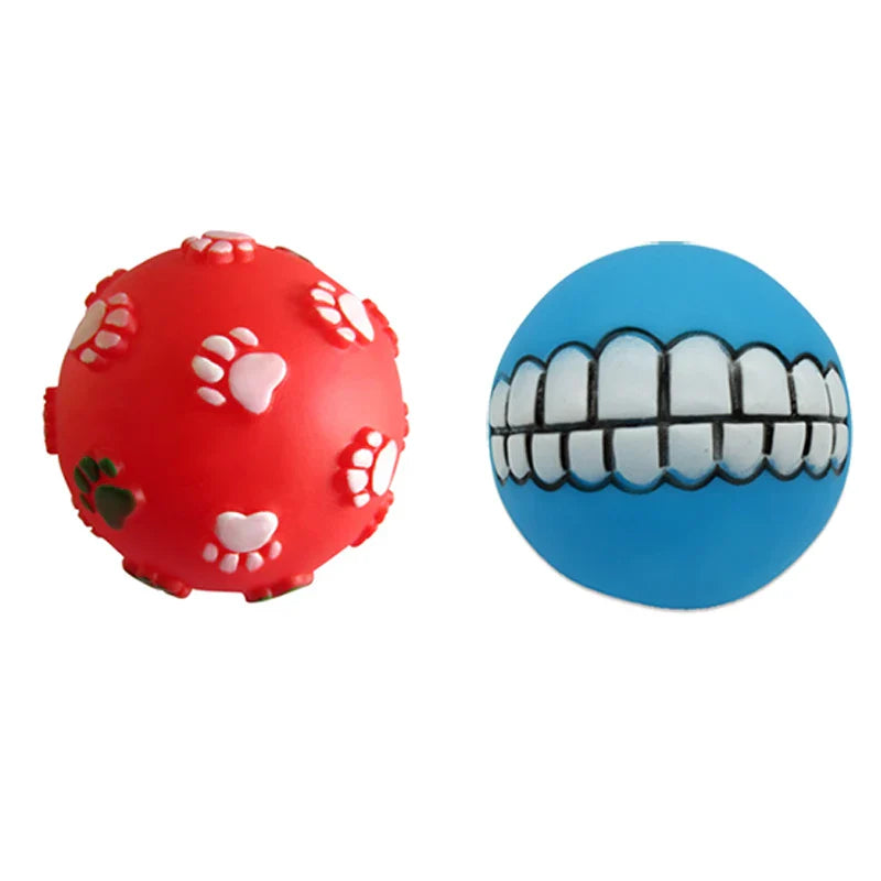 Squeaky Pet Dog Ball Toy for Small Dogs | Interactive Rubber Chew Toy