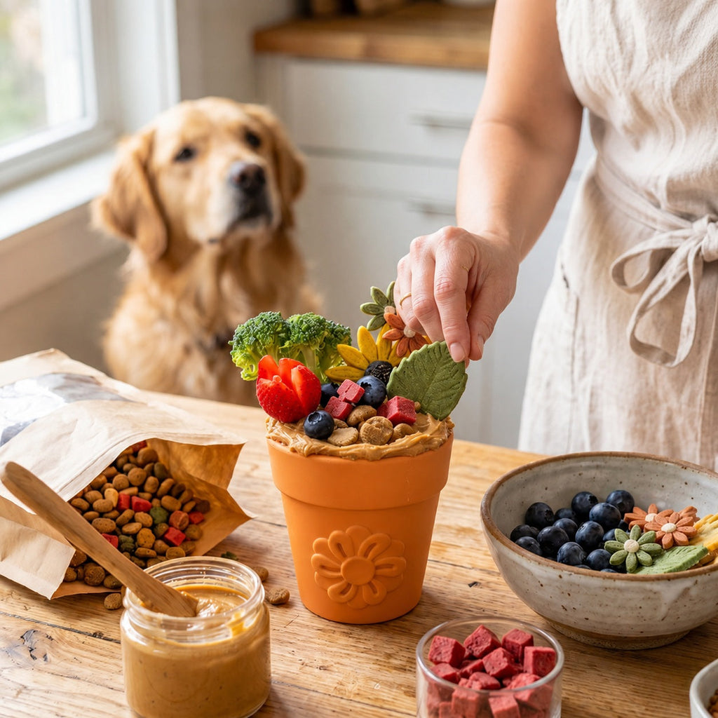 Large Flower Pot eCup Dog Treat Dispenser | Durable USA-Made Enrichment Toy | SodaPup