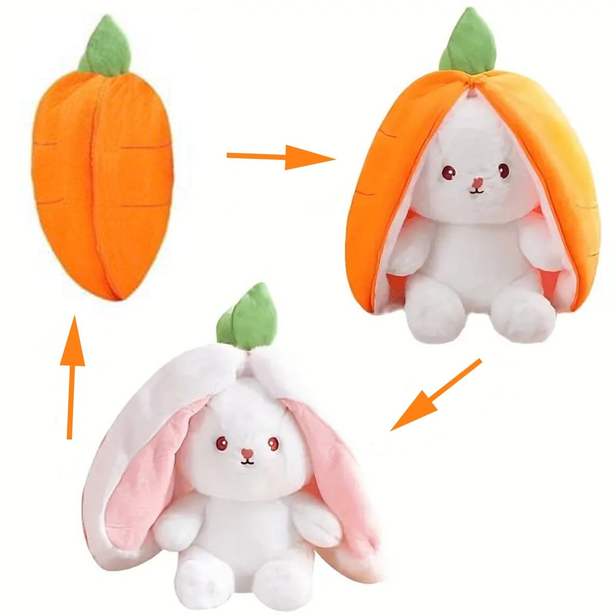 Reversible Strawberry Bunny Plush Toy Soft Polyester Stuffed Animal for Kids Hide and Seek Transforming Toy