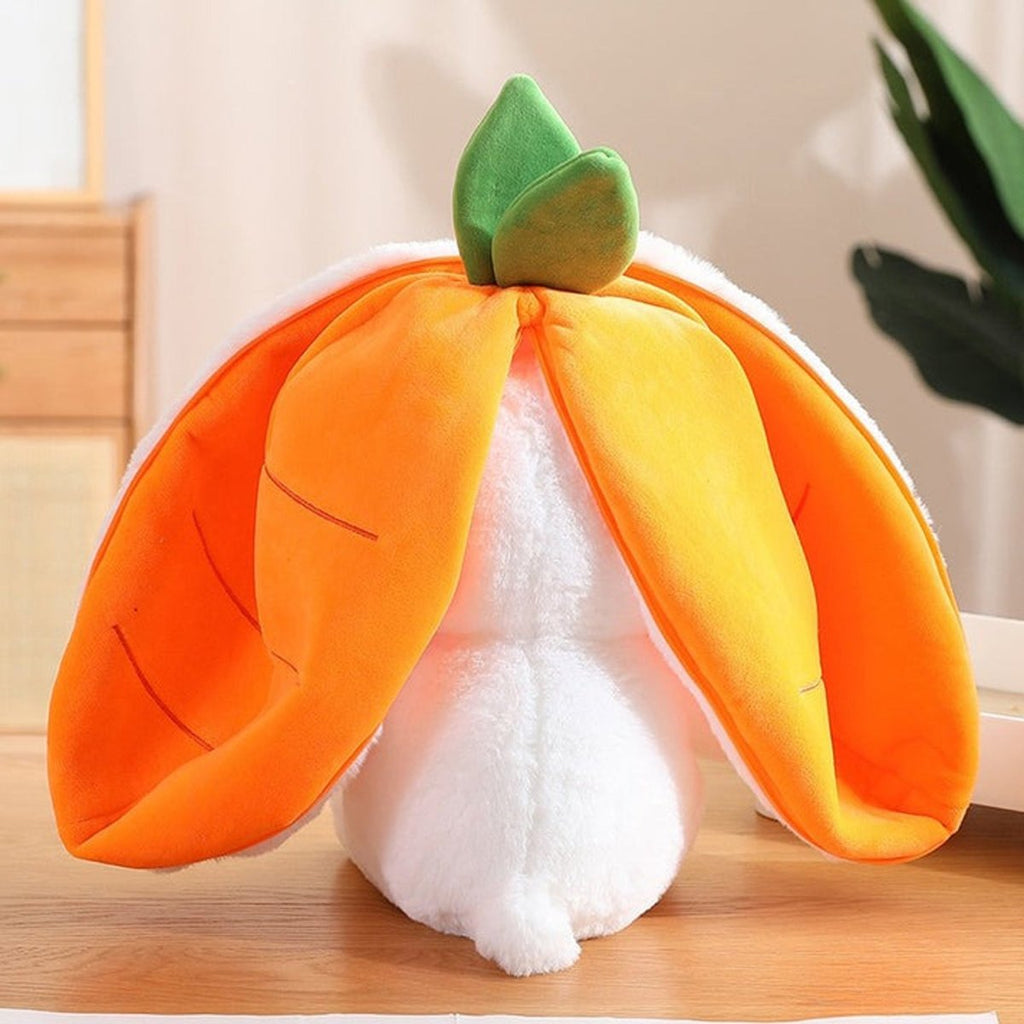 Reversible Strawberry Bunny Plush Toy Soft Polyester Stuffed Animal for Kids Hide and Seek Transforming Toy