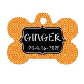 Chevron Dog Name Tag - Dog Collar Name Tag - Orange Black