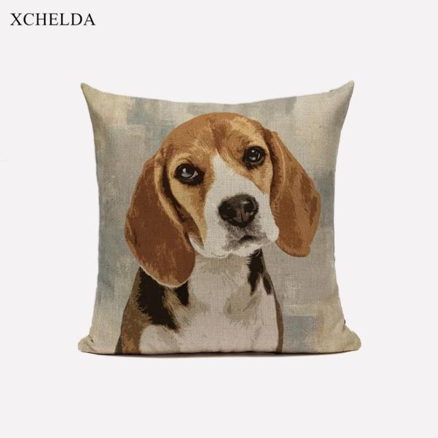 Cute Dog Pillow Cover Beagle Water Color Animal Pillowcases 45*45 40*40 For Children Kids Room Decor Cushion Cover