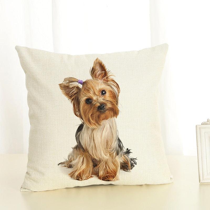 Cute Pet Dog Printed Cushion Cover Linen Pillow Cover Decorative Throw Pillow Cover For Sofa Chair Home
