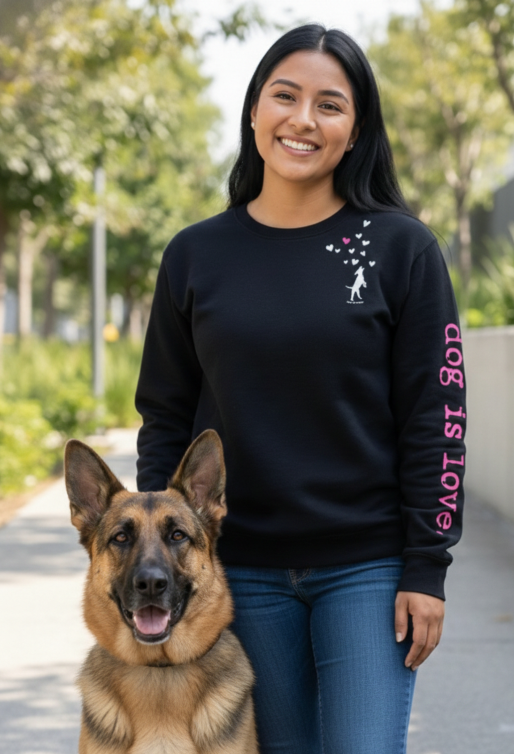Crewneck Fleece: Dog is Love (Black)