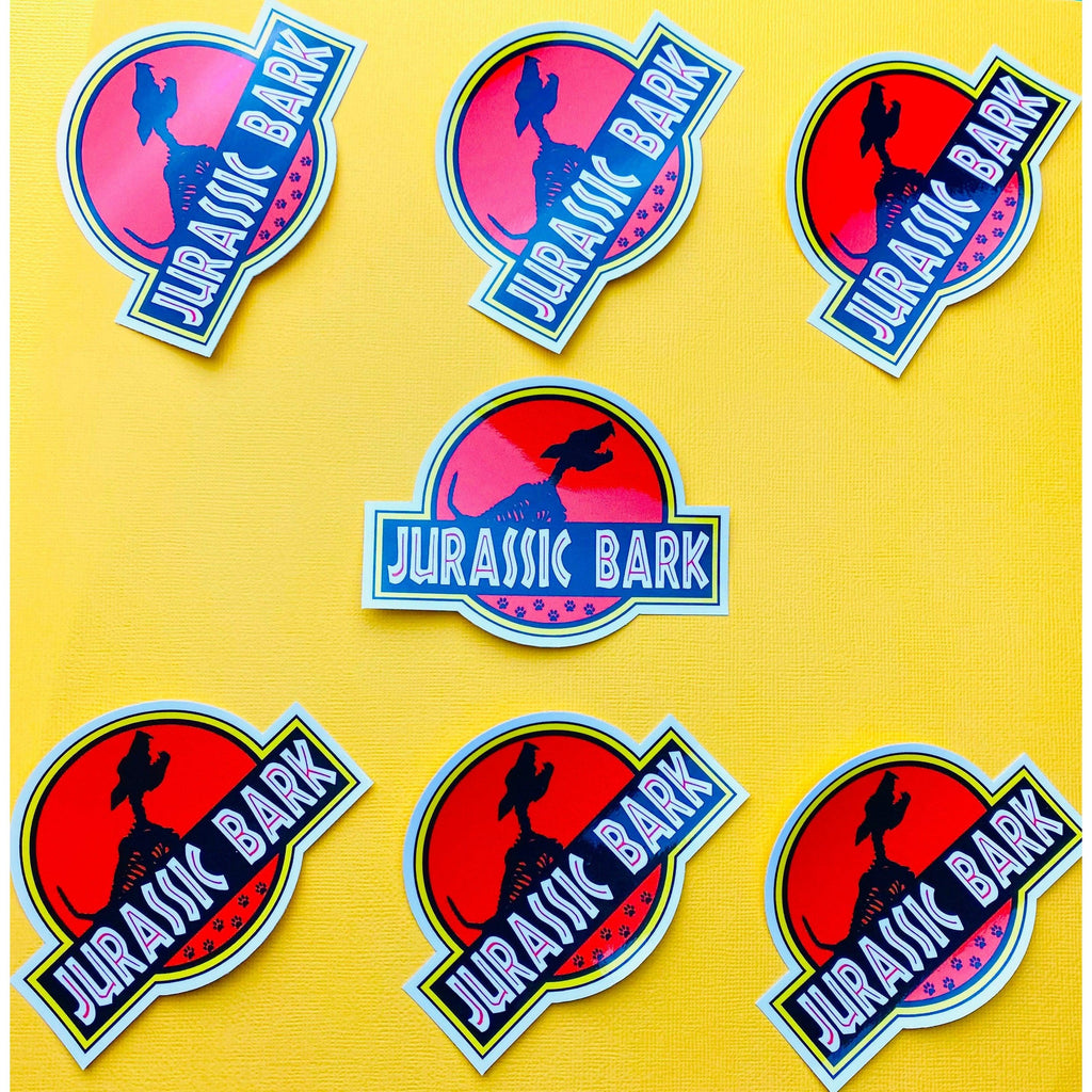 Jurassic Bark Sticker Funny Sticker for Dog Owners Dog Bones Skeleton and Paw Prints Spoof Sticker for German Shep Maligator K9 & All Breeds