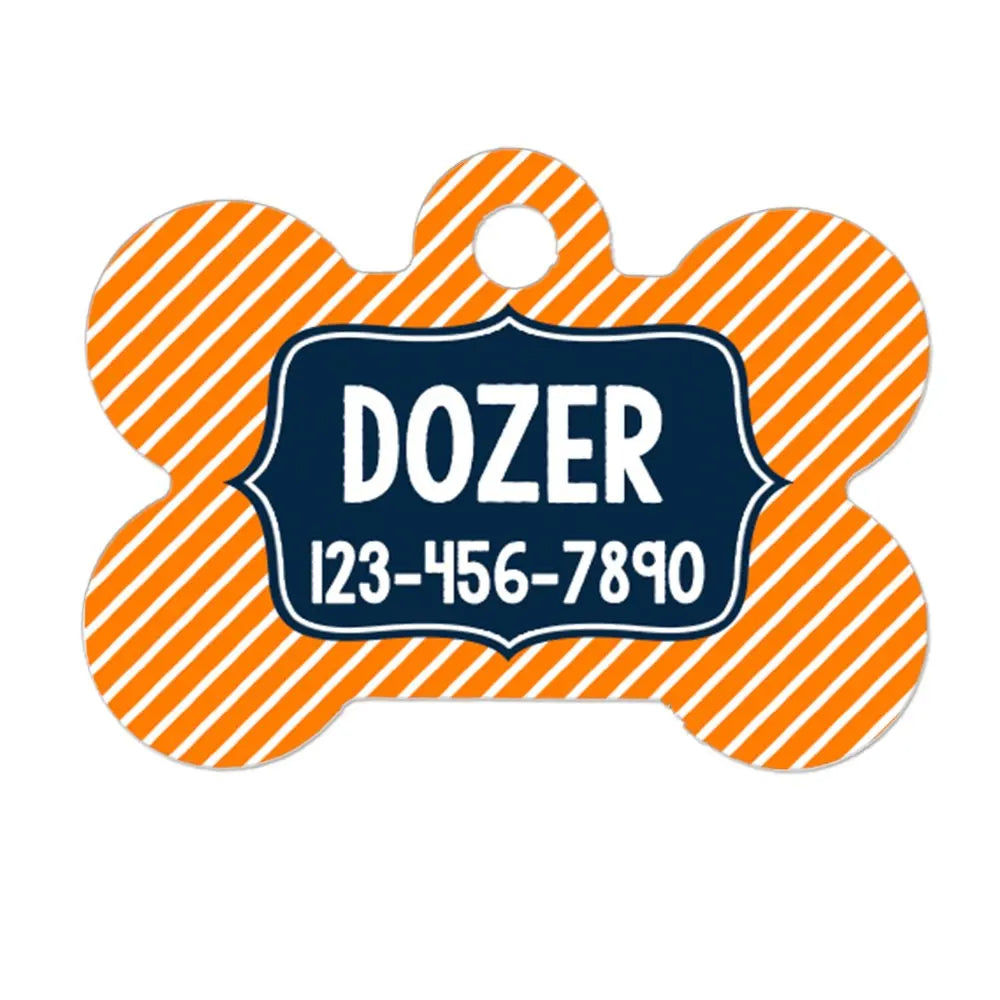 Personalized Dog Tag - Custom Dog Collar Bone Shaped Tag with Vibrant Print