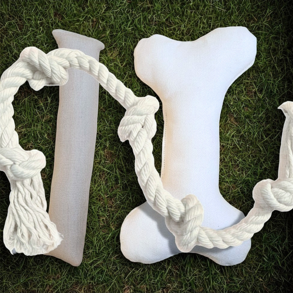 Natural Dog Toy Bundle for Cuddles, Fetch and Tugging - Small to Large Dogs Options | Boba & Vespa