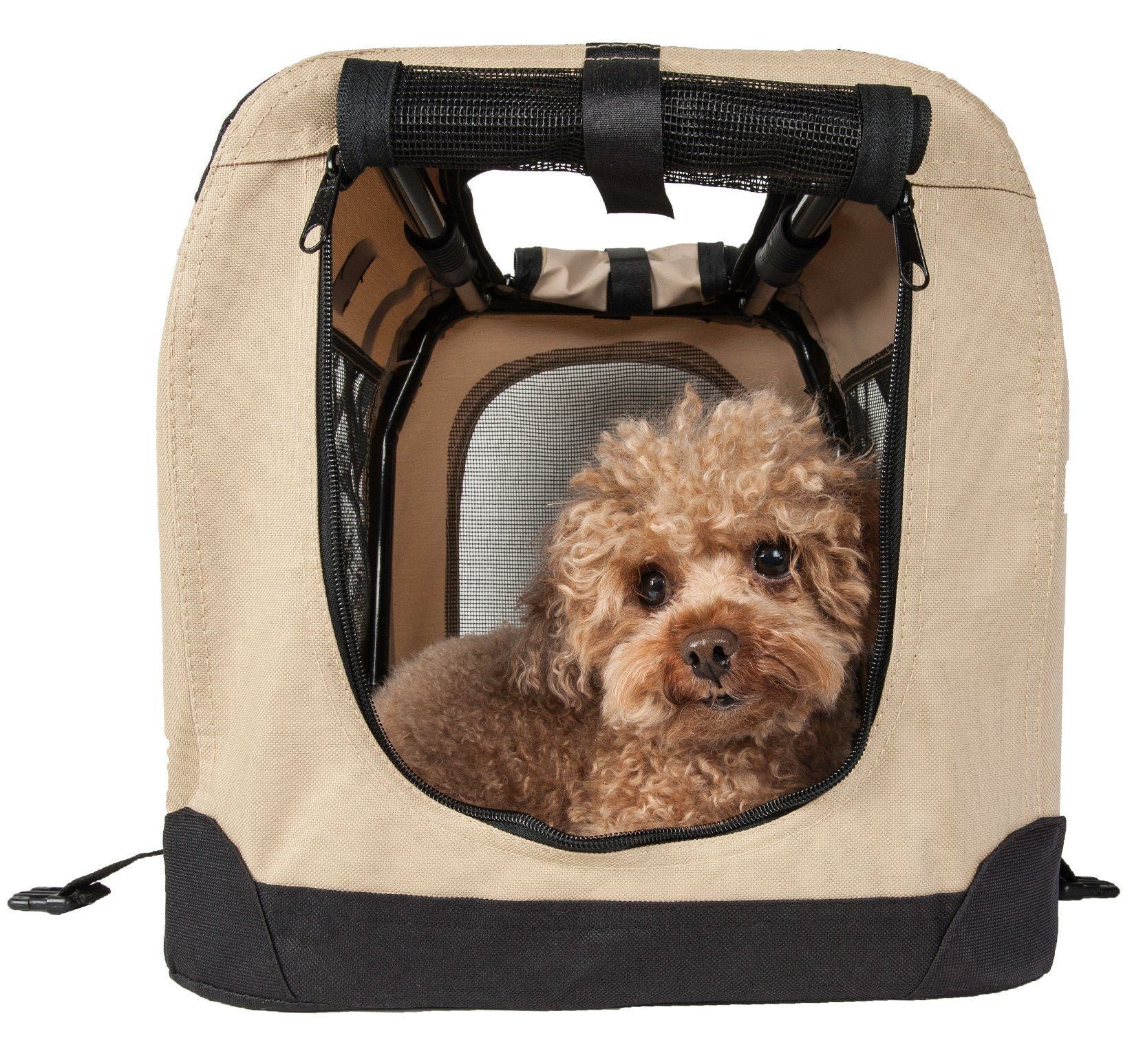 Pet Life ® '360° Vista View' Zippered Soft Folding Collapsible Durable Metal Framed Pet Dog Crate House Carrier