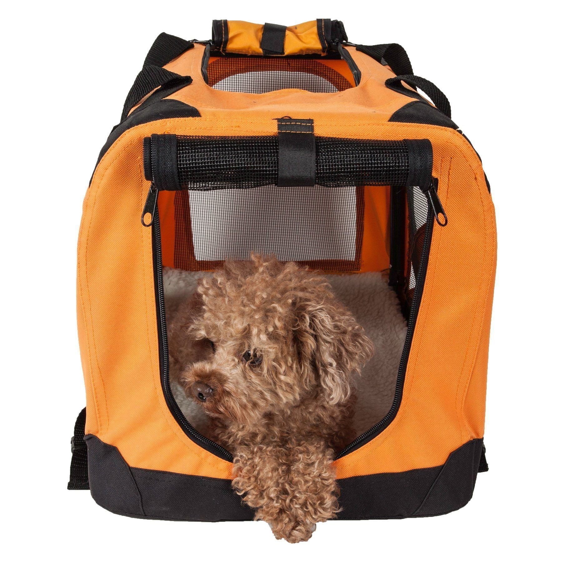Pet Life ® '360° Vista View' Zippered Soft Folding Collapsible Durable Metal Framed Pet Dog Crate House Carrier