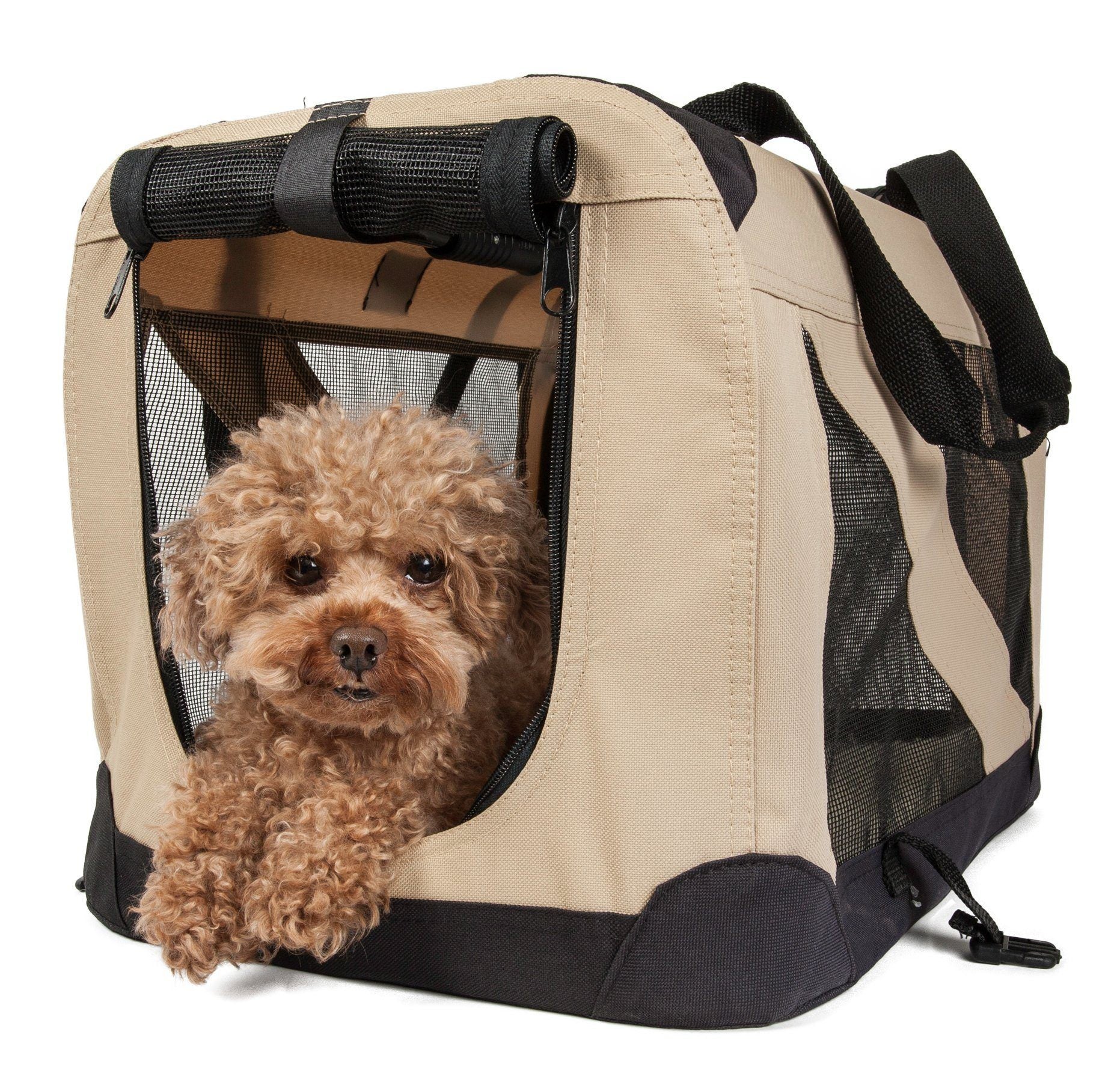 Pet Life ® '360° Vista View' Zippered Soft Folding Collapsible Durable Metal Framed Pet Dog Crate House Carrier