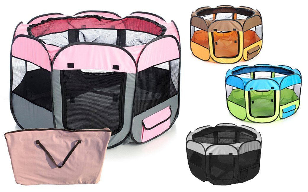 Pet Life ® 'All-Terrain' Lightweight Easy Folding Wire-Framed Collapsible Travel Pet Dog Playpen crate