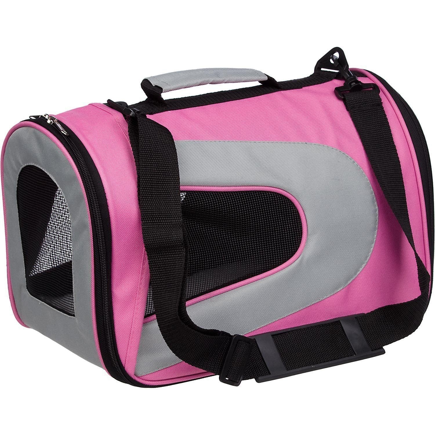 Pet Life ® Sporty Mesh Airline Approved Zippered Folding Collapsible Travel Pet Dog Carrier