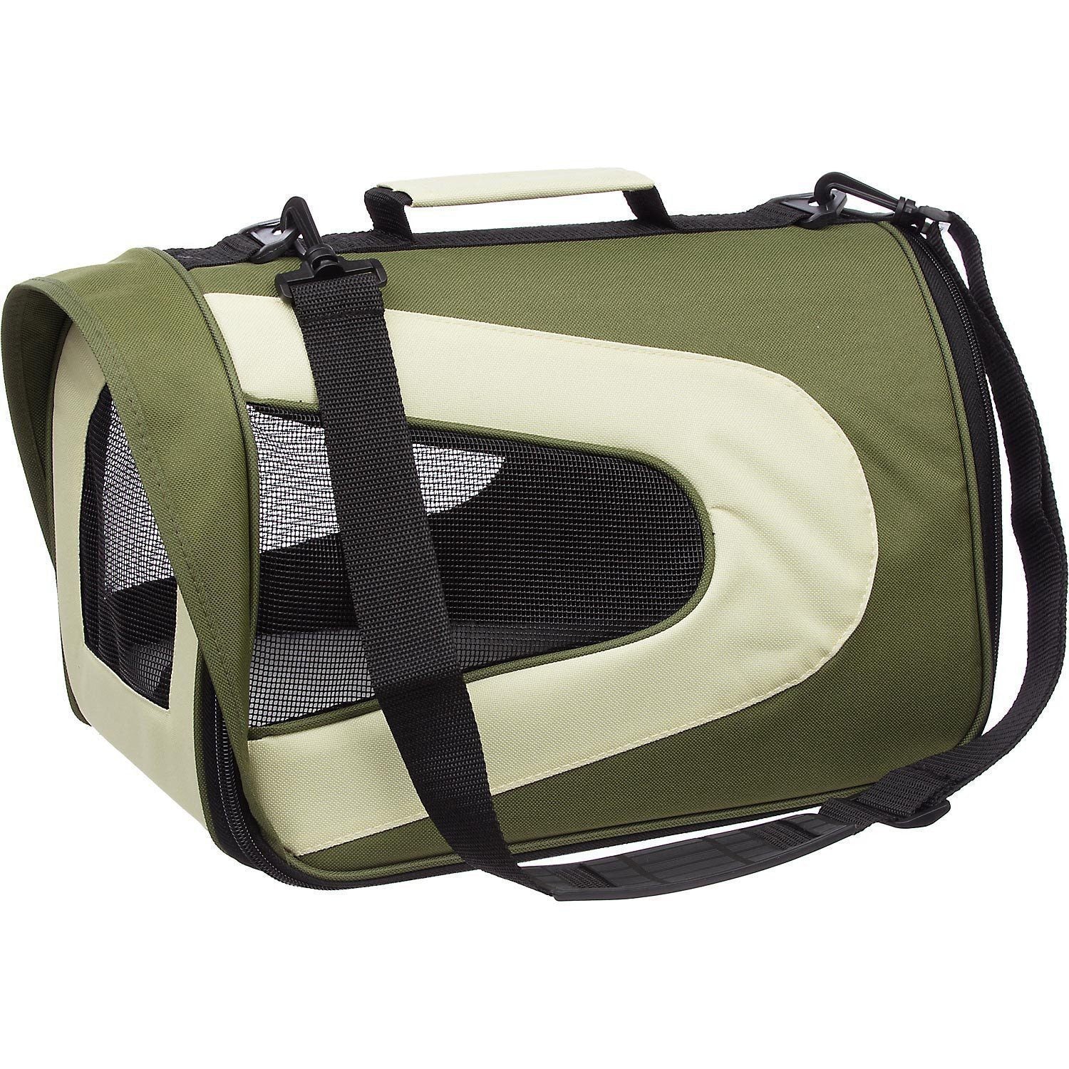 Pet Life ® Sporty Mesh Airline Approved Zippered Folding Collapsible Travel Pet Dog Carrier