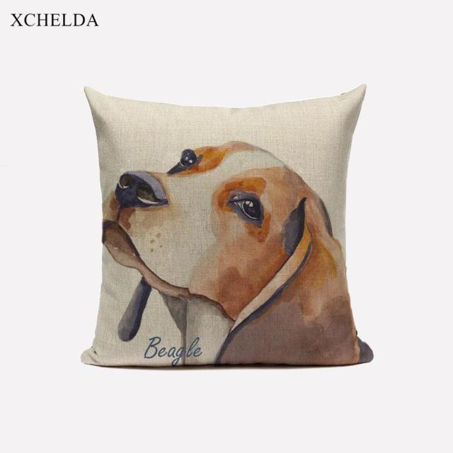 Cute Dog Pillow Cover Beagle Water Color Animal Pillowcases 45*45 40*40 For Children Kids Room Decor Cushion Cover